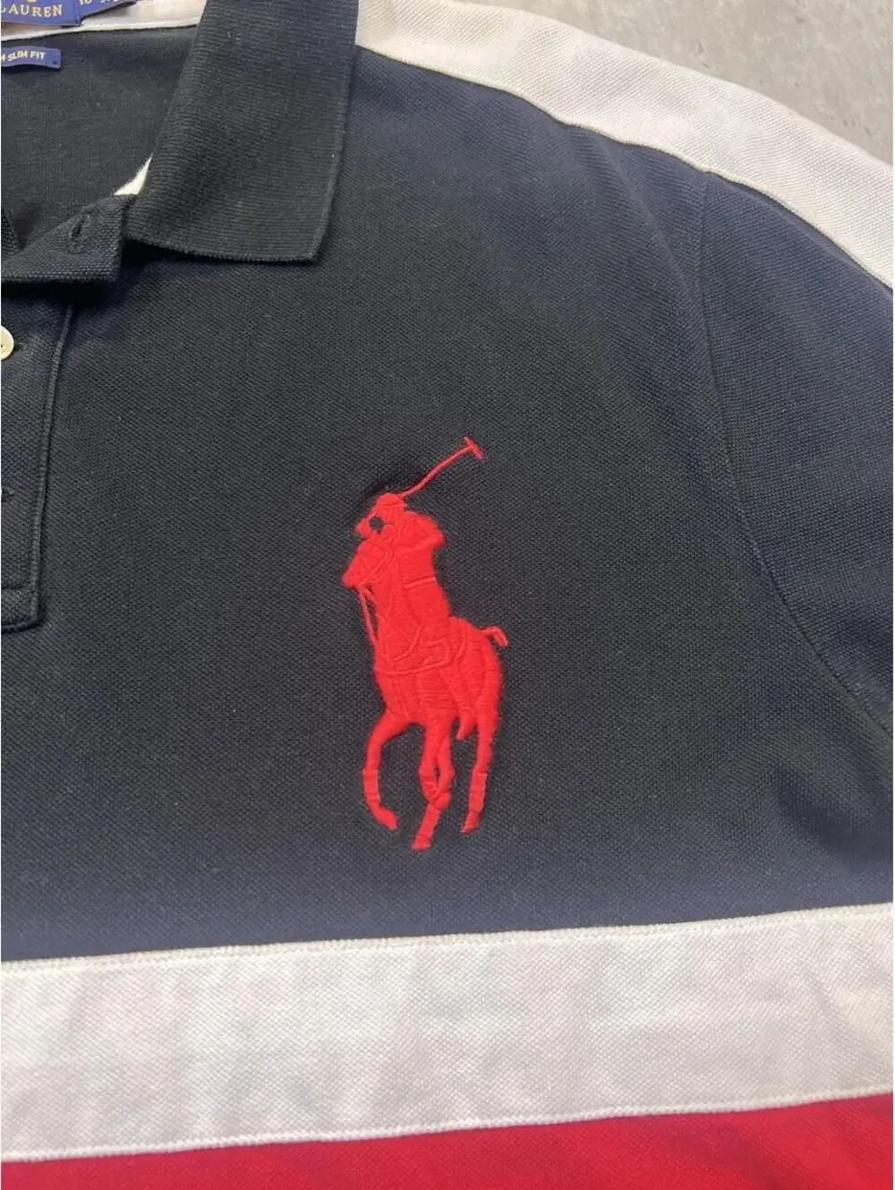 Y2K Color Block Polo Shirt Big Pony Ralph Lauren XL